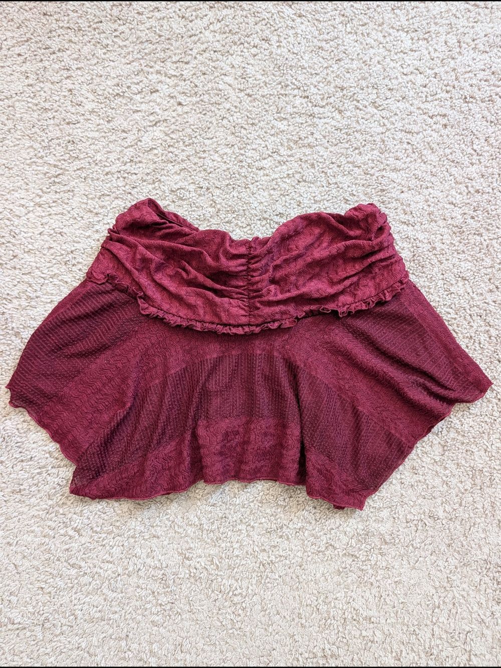 Urban Outfitters Womens Burgundy Red Cropped Ruffled Fairy Mini Skirt Medium - Picture 5 of 12